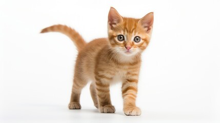 Obraz premium kitten cat walking white background