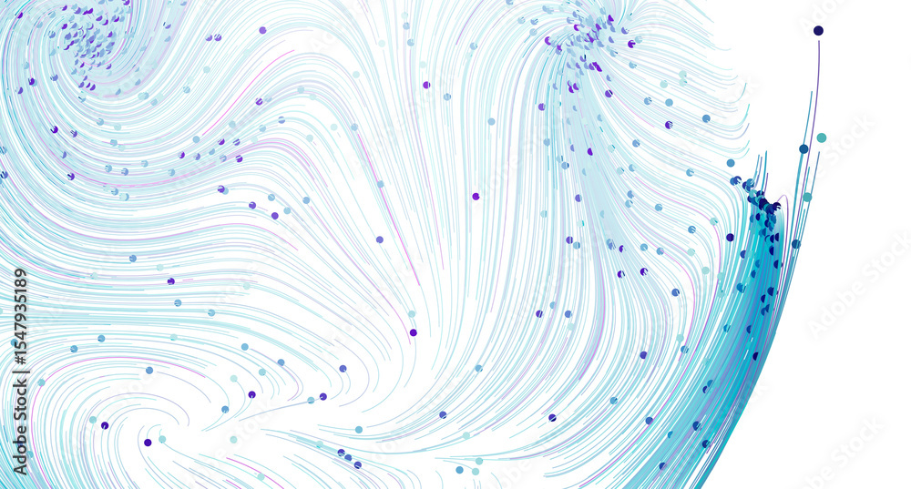 Poster beautiful abstract background with swirling blue lines and dots. perfect for websites, presentations