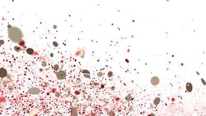 Red and Beige Confetti Burst on White Background Stock Photo