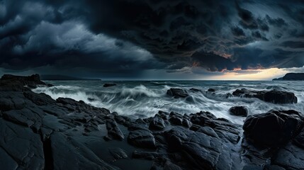 Obraz premium waves black clouds