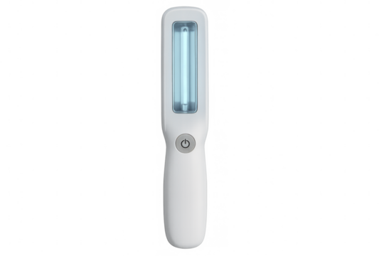 Portable uv light sterilizer wand disinfecting on transparent background
