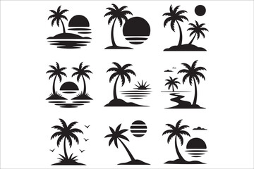 Beach Silhouette Bundle – Tropical Summer Vector Collection