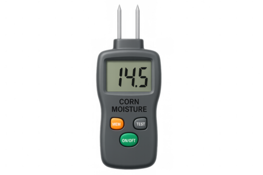 Corn moisture meter showing measurement on transparent background