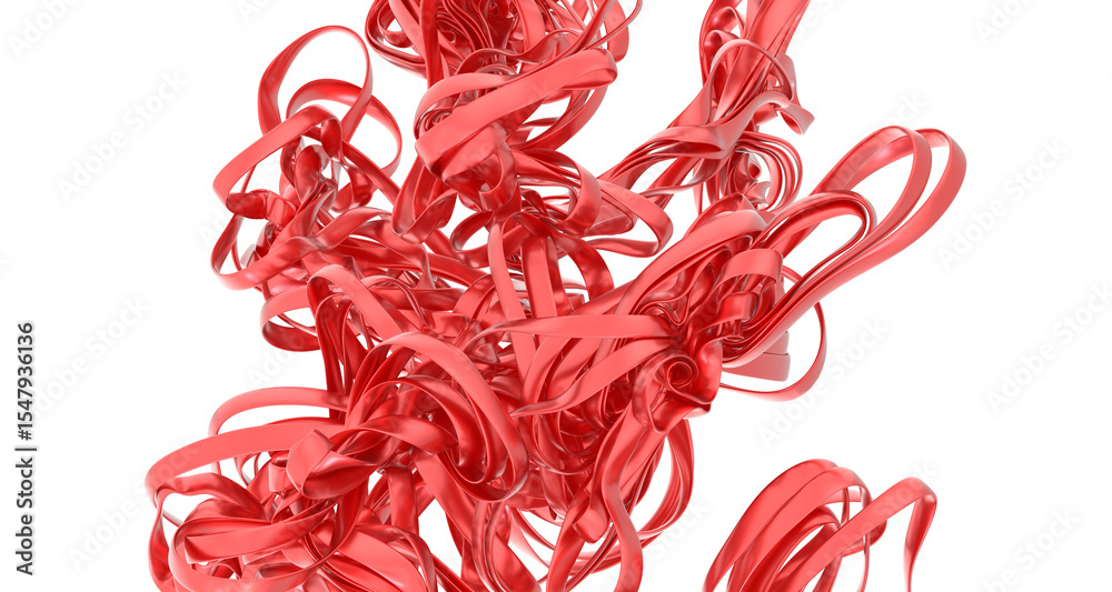 Poster High-resolution image of abstract red ribbons swirling in a dynamic composition. Perfect for design projects.