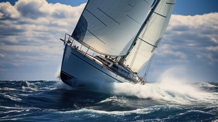 Naklejka premium waves wooden sailboat