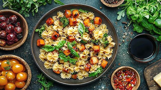 roasted vegetable farfalle italian pasta video