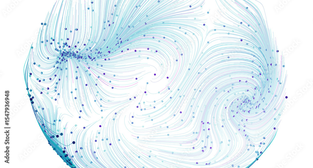 Poster beautiful abstract background with swirling blue lines and dots. perfect for tech, science, or desig