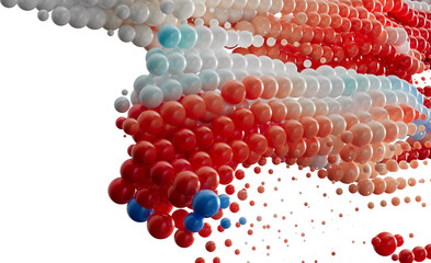 Abstract Colorful 3D Sphere Background: Red, White, Blue Bubbles
