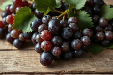 Fototapeta premium Ripe Grapes on Rustic Wood