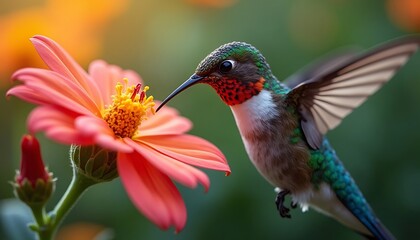 Fototapeta premium Hummingbird Feeding From a Flower