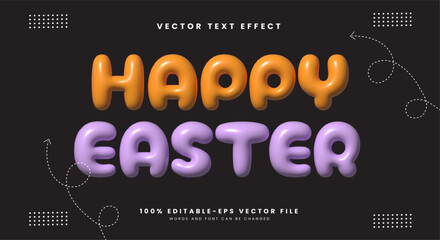 Happy Easter 3D Inflated Style editable text effect Template