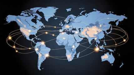 Global Connectivity Mapping International Networking Digital World Infographic Representation Modern Technology Aerial View Visualization
