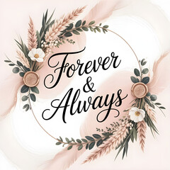 Hand Lettering Script Font Design overlaid on minimalist soft-colored background Vintage floral gold wedding invitation card with a decorative retro border and festive Christmas tree elements