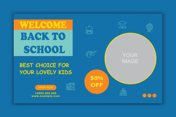 Welcome Back to School Promotion Cover Banner with Discount Offer