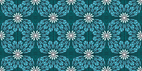 African ethnic traditional Blue pattern. seamless, beautiful Kitenge, chitenge, dutch wax style. fashion design in colorful. botanical abstract motif. floral Ankara prints, African wax prints design.