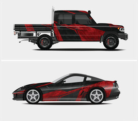 Custom Car Wraps Design for Pickup Truck and Sports Car