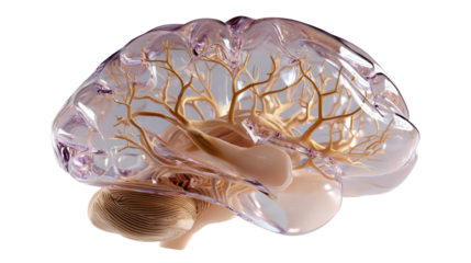 Transparent Brain Model: Intricate transparent brain model showcases the delicate neural pathways and structures, offering an educational glimpse into the complexities of the human mind.