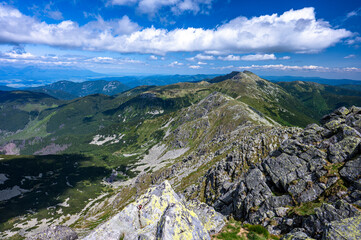 Summer landscape of the Low Tatras from the Mount Chopok, Slovakia.