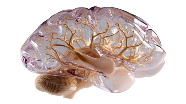 Transparent Brain Model: Intricate transparent brain model showcases the delicate neural pathways and structures, offering an educational glimpse into the complexities of the human mind.