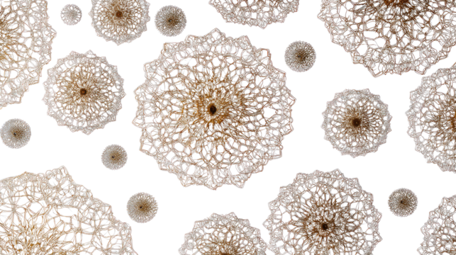 Abstract Patterns of Nature: Delicate, intricate designs form stunning circular shapes, revealing the beauty of organic forms and the wonders of the natural world.