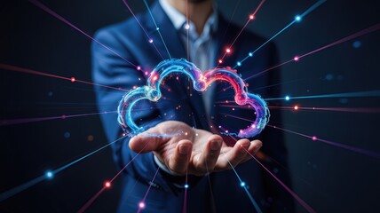 Innovative Technology Showcase Cloud Computing Solutions Digital Environment Visual Representation Modern Business Professional Perspective Future Trends