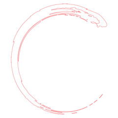 Minimal Red Half Circle Brush Stroke Outline Vector