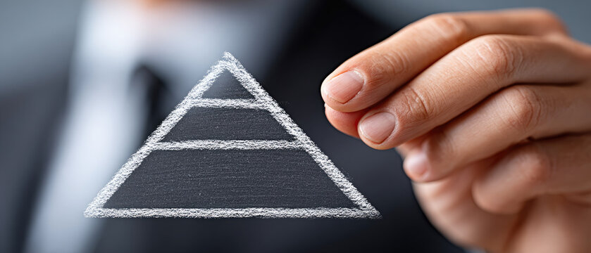 Leadership strategy pyramid on blackboard a ceo's approach to business management and team development in a corporate education environment