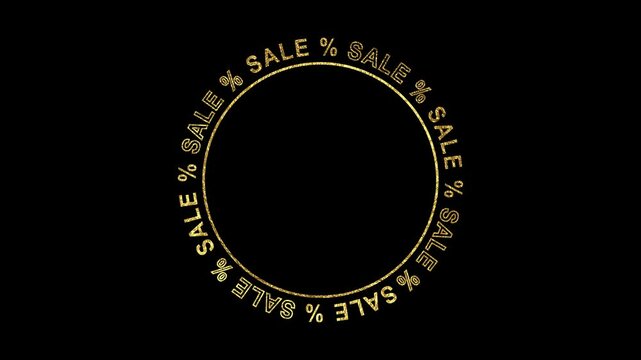 sale text circle border frame loop alpha channel animation, black friday mega sale and big promotion overlay motion design element	