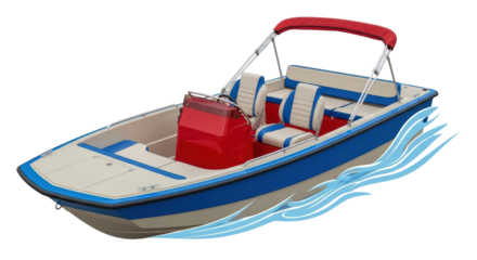 Isolated bass boat on water