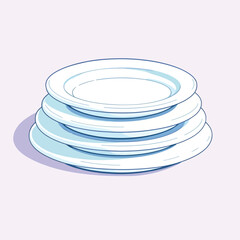 Vsai stack of clean white plates creating a minimalist arrangement