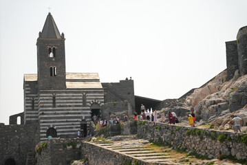 Beautiful Italian church on the cliffside of San Pietro