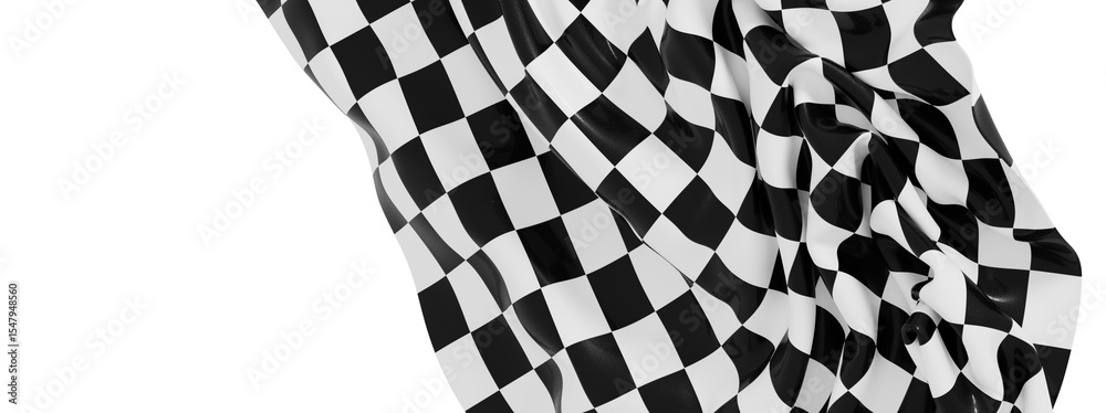 Poster high-quality image of a black and white checkered flag fabric. perfect for racing or competition the
