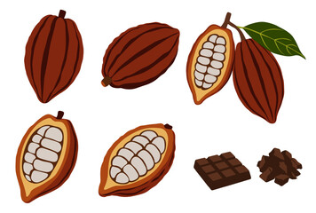 Set of cocoa beans vector logo isolated on white background.perfect for wallpaper or design elements	