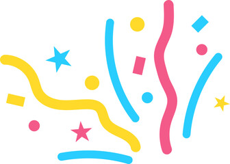 컬러풀한 리본 조각이 흩뿌려지는 효과 일러스트