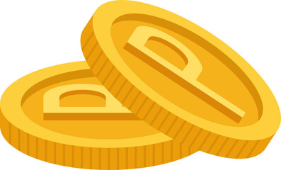 노란색 포인트 동전 두 개 아이콘