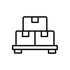 Simple line illustration of boxes stacked on a pallet for packaging concept