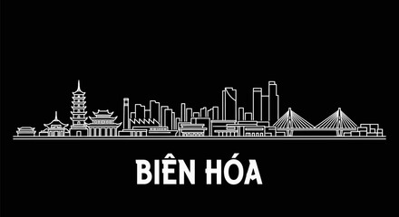 Bien Hoa with Vietnam Skyline Minimalist White Line.
