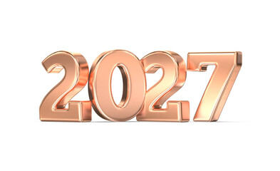 2027 Rose Gold Number 3D Render