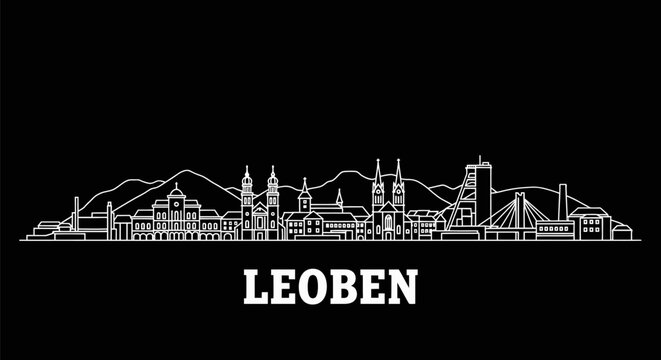 Leoben with Austria Skyline Silhouette Landscape.