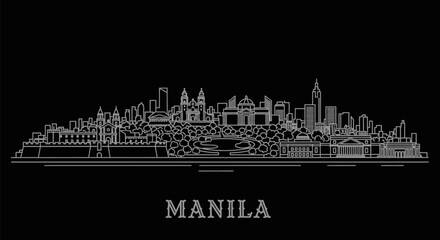 Fototapeta premium Manila Skyline Outline with Philippines Cityscape.