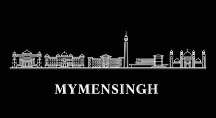 Fototapeta premium Mymensingh Skyline with Bangladesh, Cityscape, and Line art.