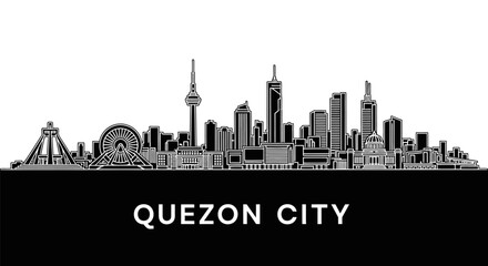 Fototapeta premium Quezon City Skyline Philippines Vector.