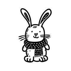 An Adorable and Cute Cartoon Rabbit Wearing a Scarf for Creative Winter and Spring Designs