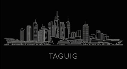 Fototapeta premium Taguig Skyline with Philippines Minimalist Vector.
