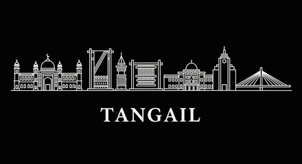 Obraz premium Tangail with Bangladesh City Skyline Illustration.