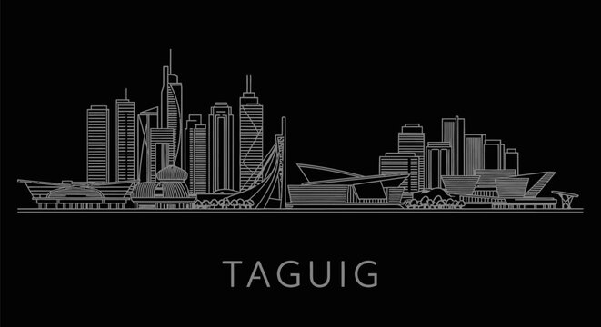 Taguig Skyline Philippines Minimalist Line Art.