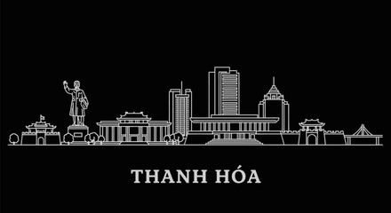 Naklejka premium Thanh Hoa Vietnam skyline silhouette with vector art.