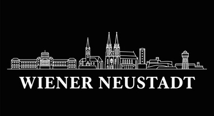 Obraz premium Wiener Neustadt, Austria City Skyline Line Art Vector Illustration