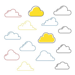 Clouds simple shapes, weather concept, colorful pattern