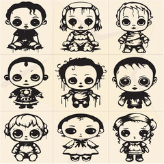 set 123 of funny cartoon people